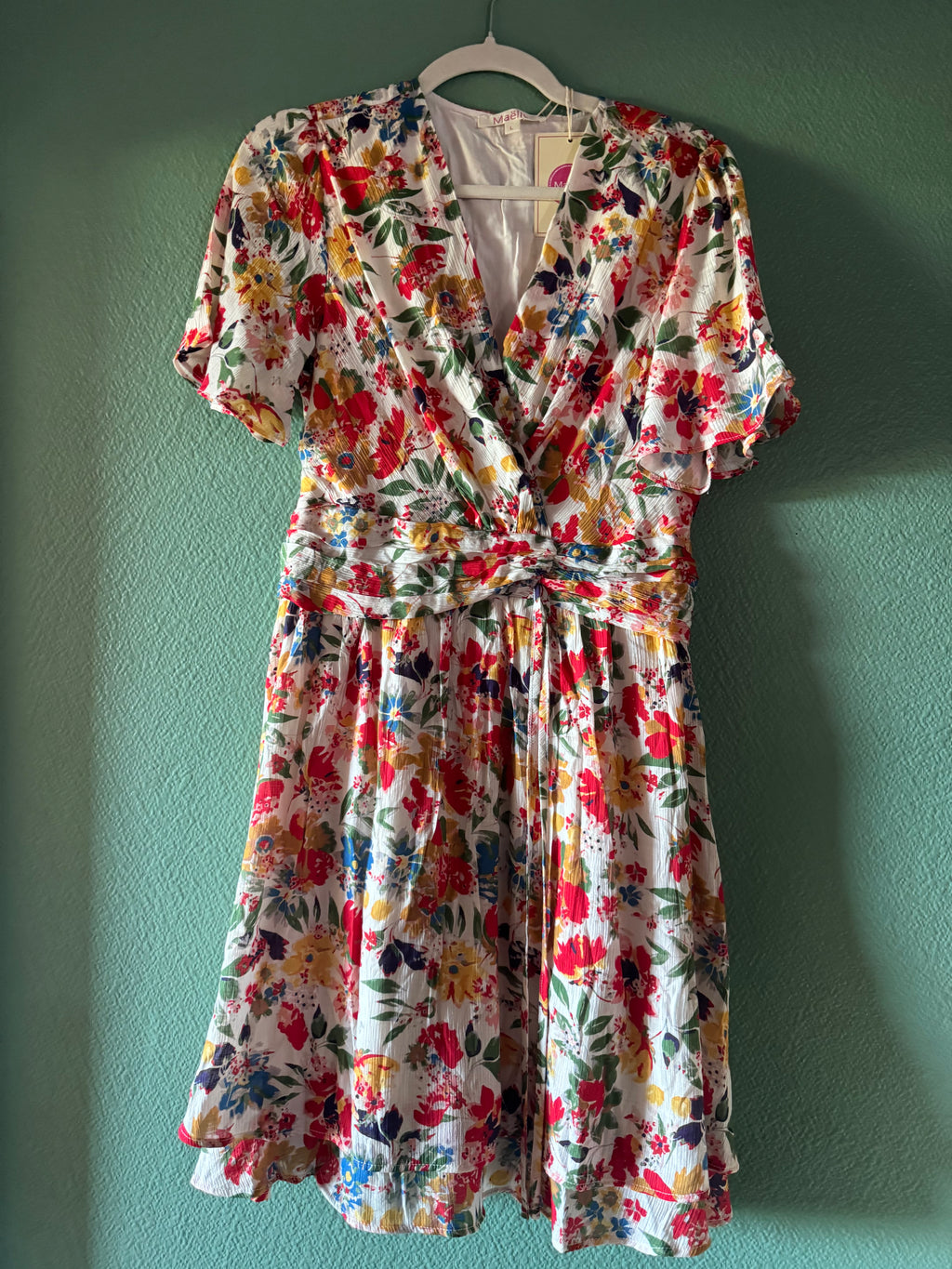 Robe Courte Fleurie Rouge