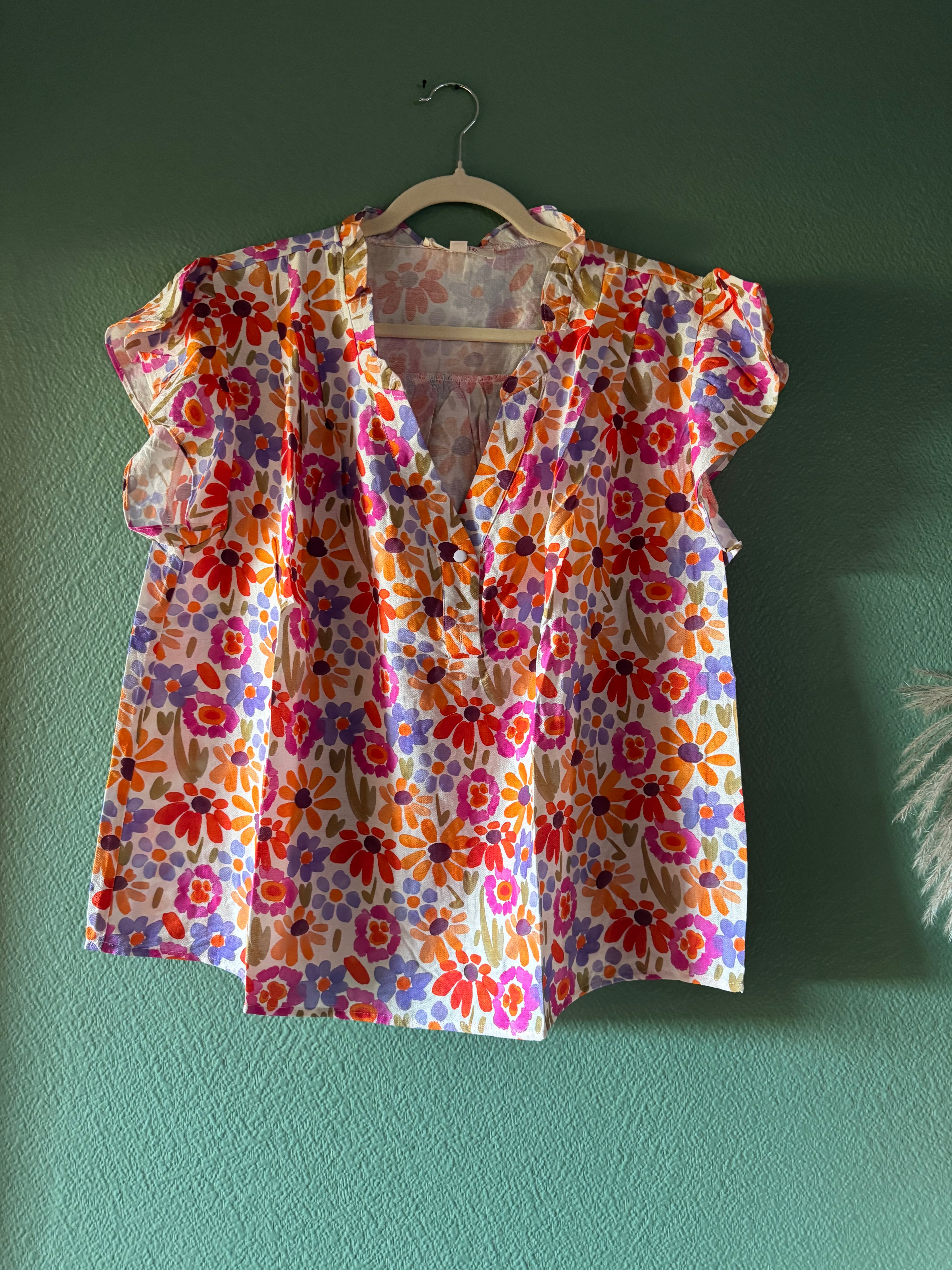 Blouse Fleurie orange