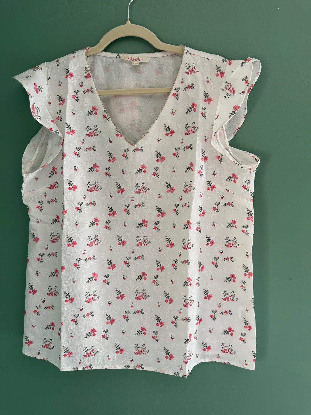 Top blanc et rose