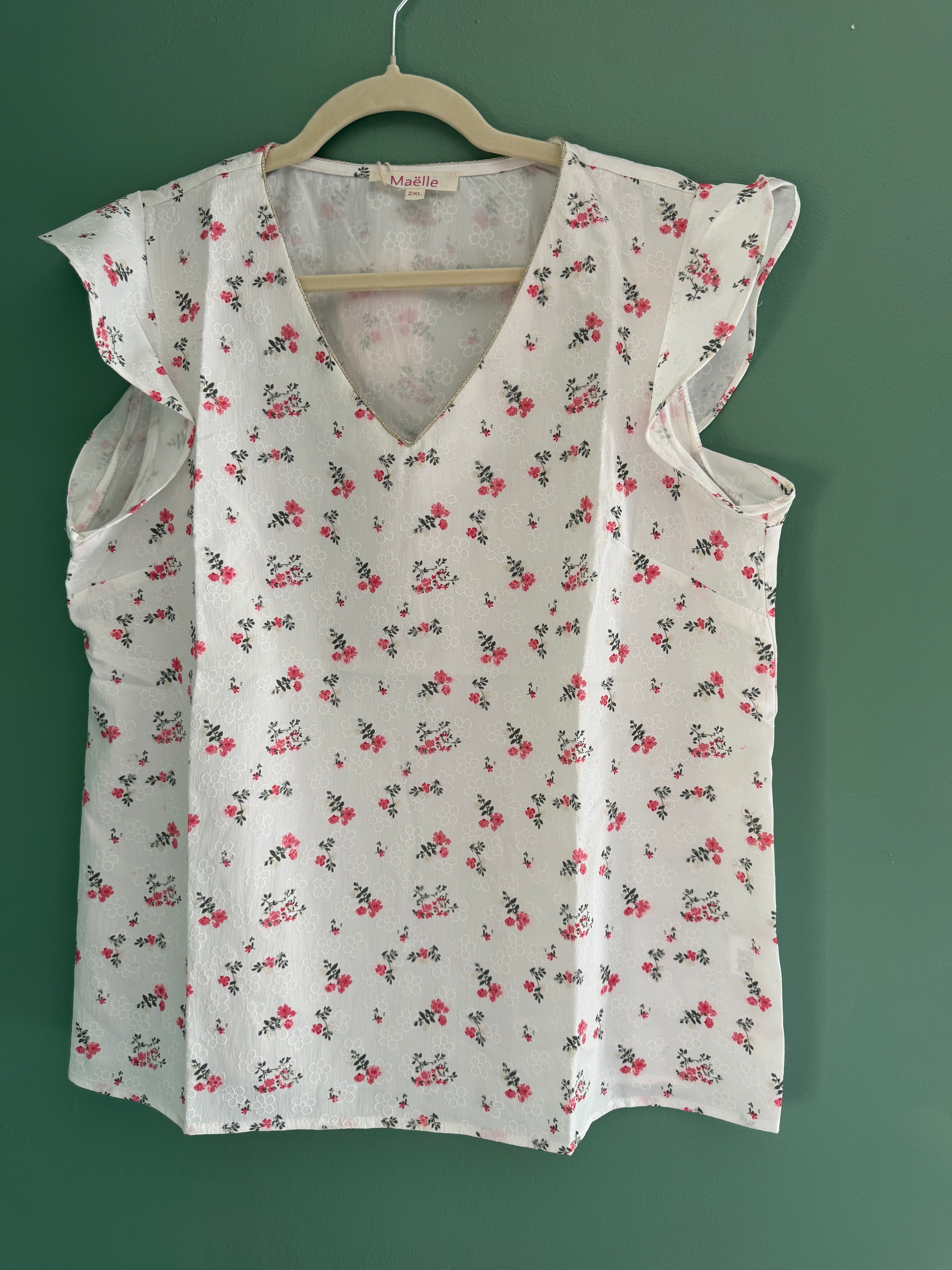 Top blanc et rose