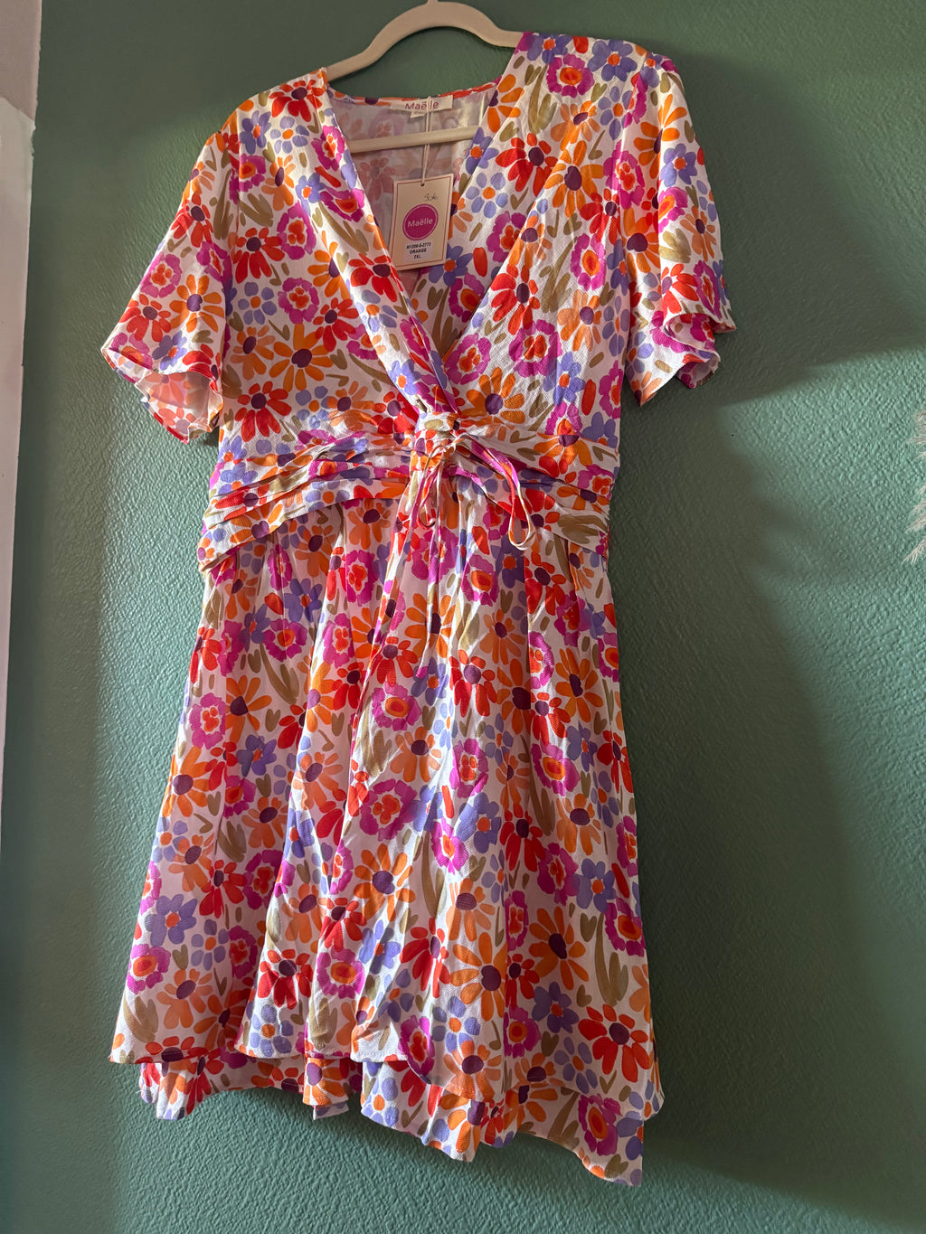 Robe Courte Fleurie orange