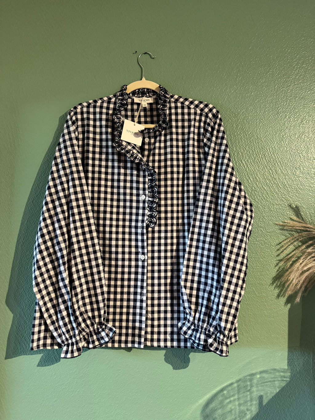 Chemise Vichy marine avec broderie