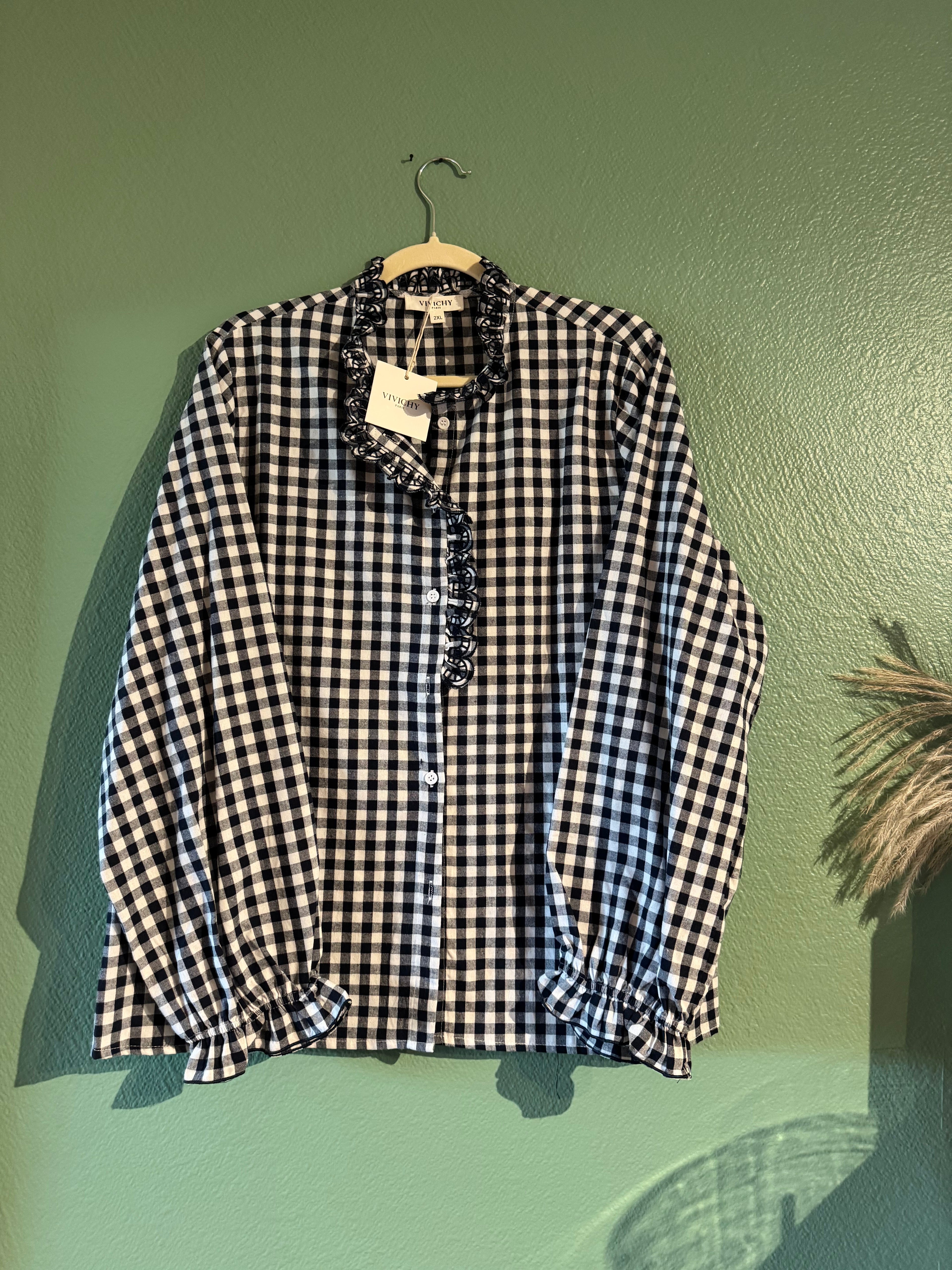 Chemise Vichy marine avec broderie