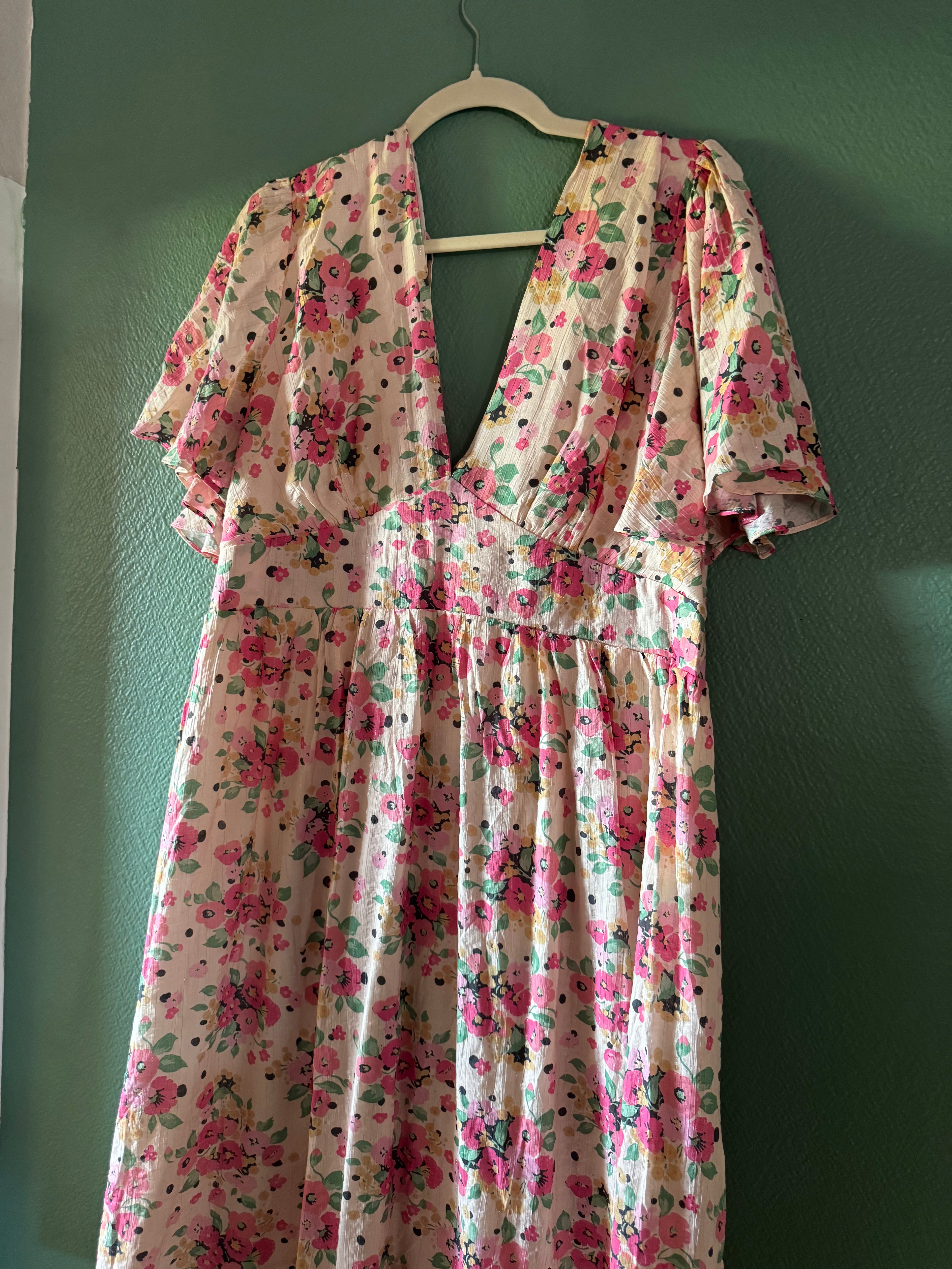 Robe Courte Fleurie Rose