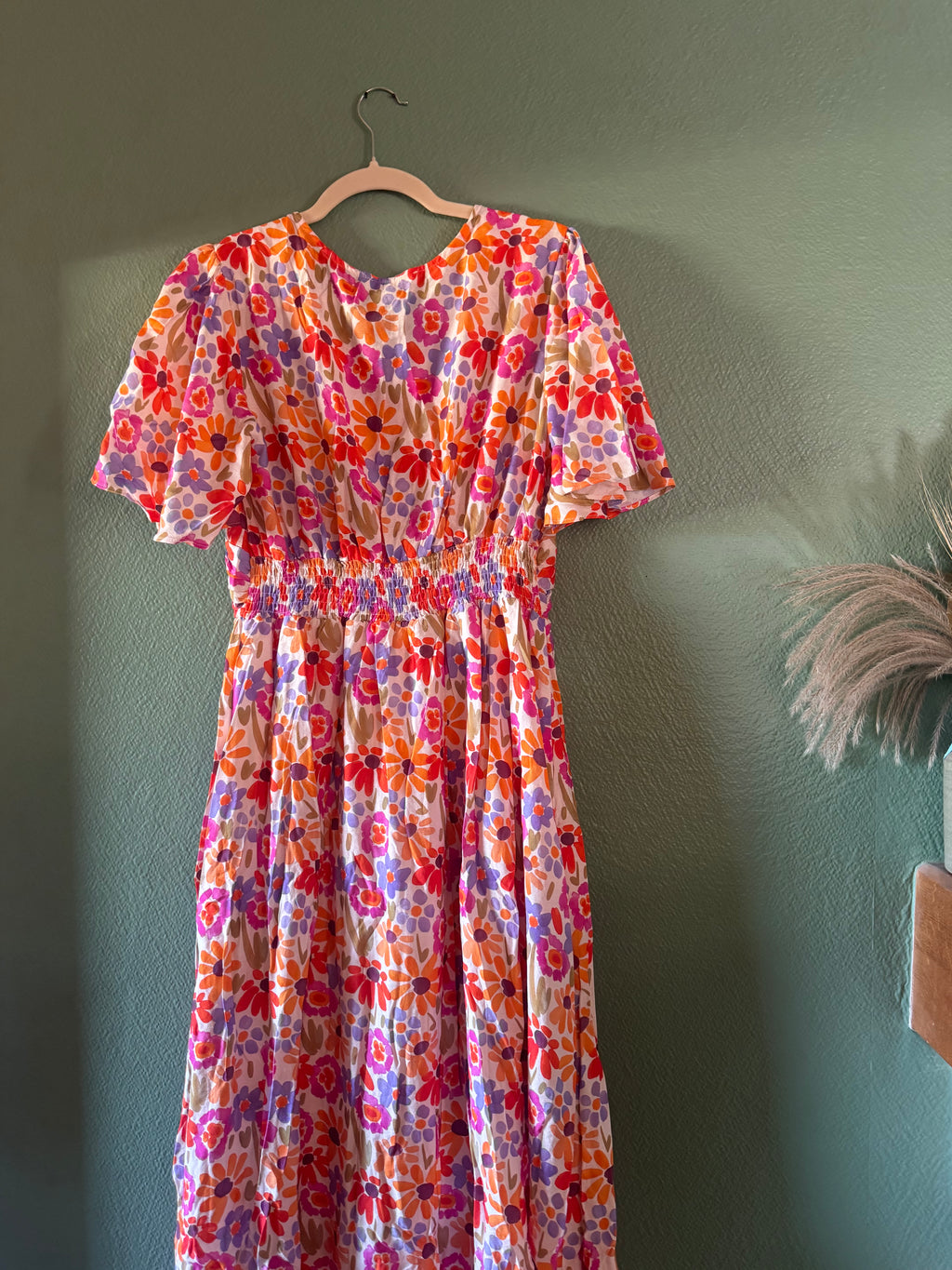 Robe longue fleuries orange