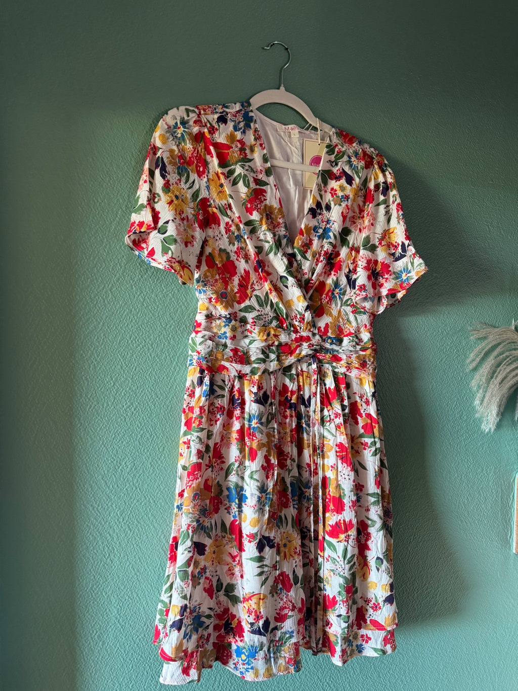 Robe Courte Fleurie Rouge
