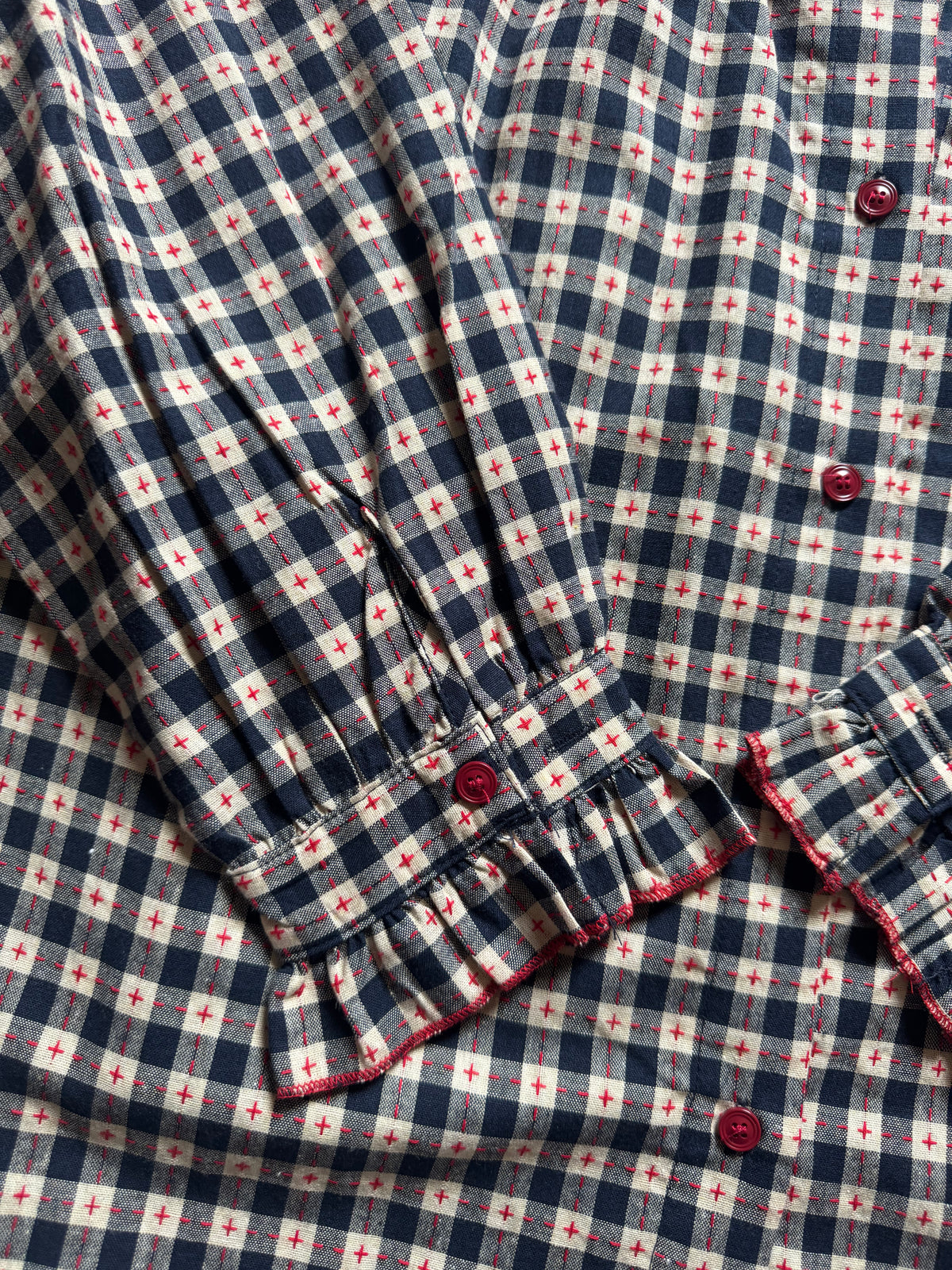 Blouse à carreaux - Marine et Rouge