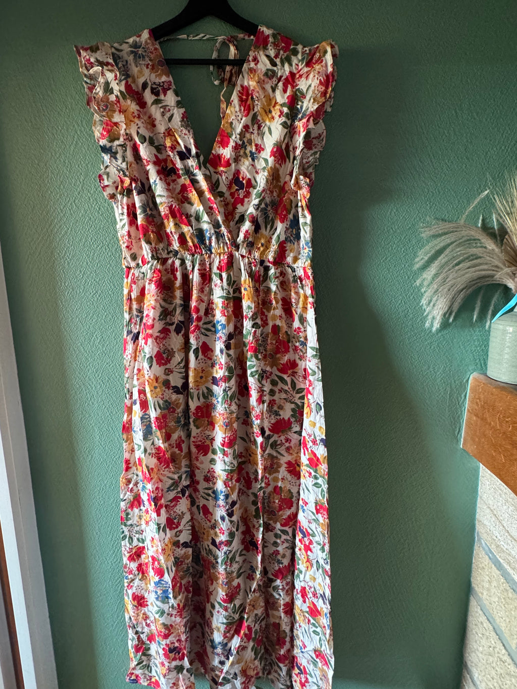 Robe longue fleuries rouge