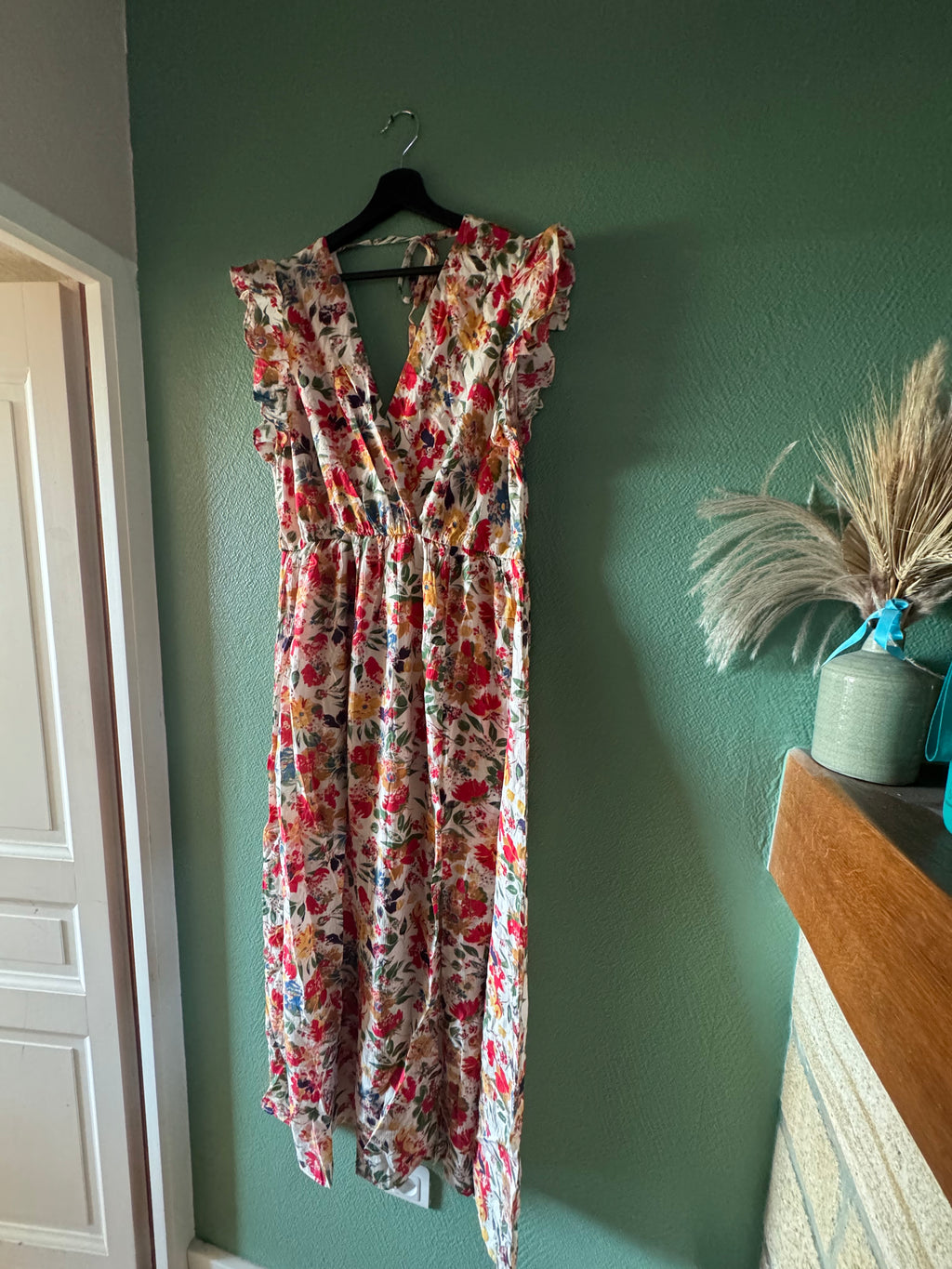 Robe longue fleuries rouge