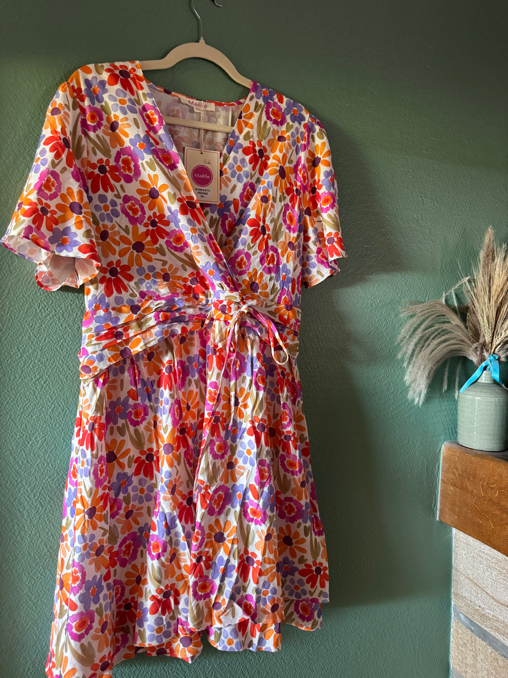 Robe Courte Fleurie orange
