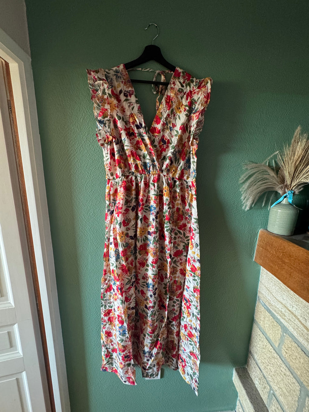 Robe longue fleuries rouge