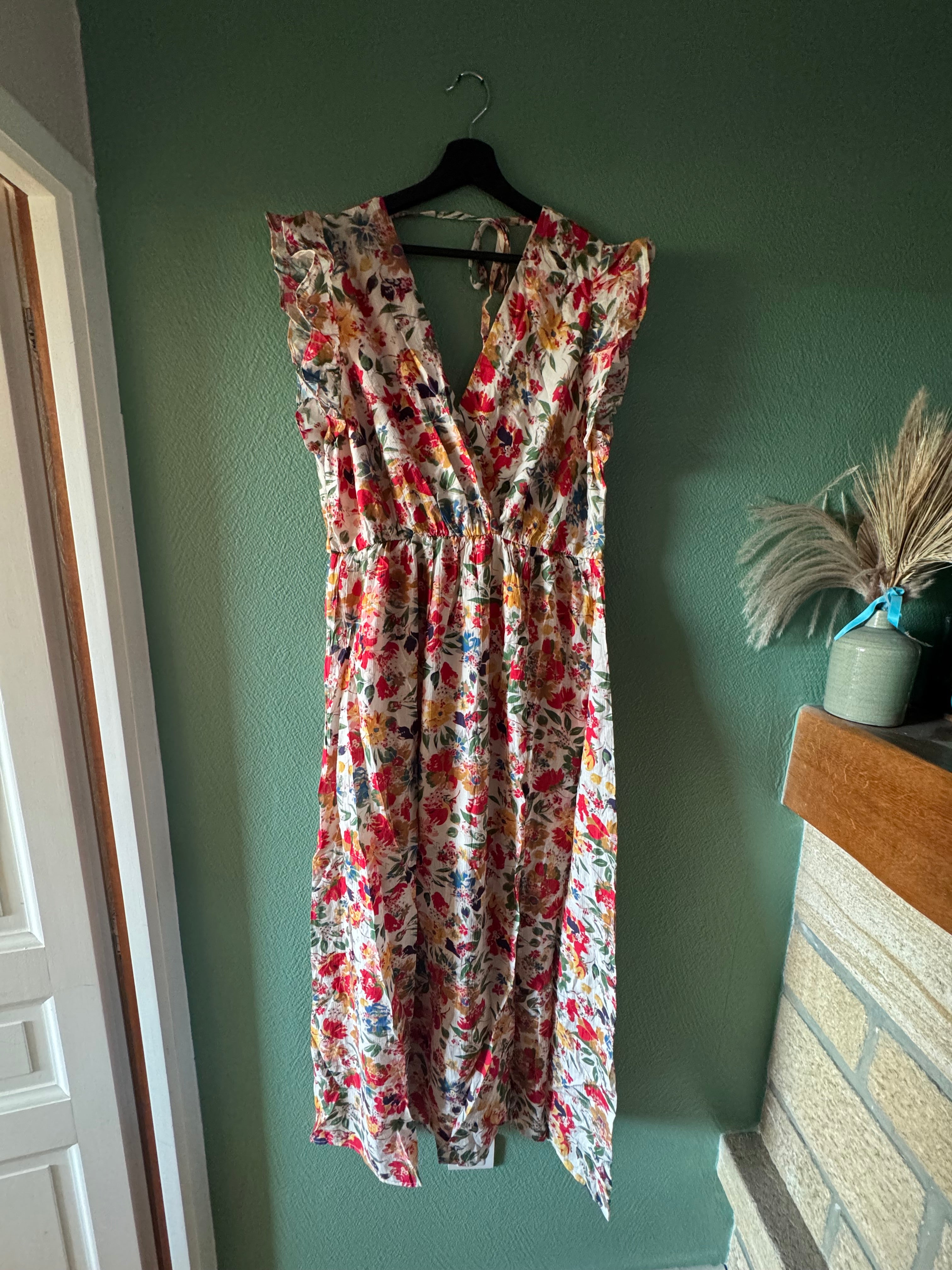 Robe longue fleuries rouge