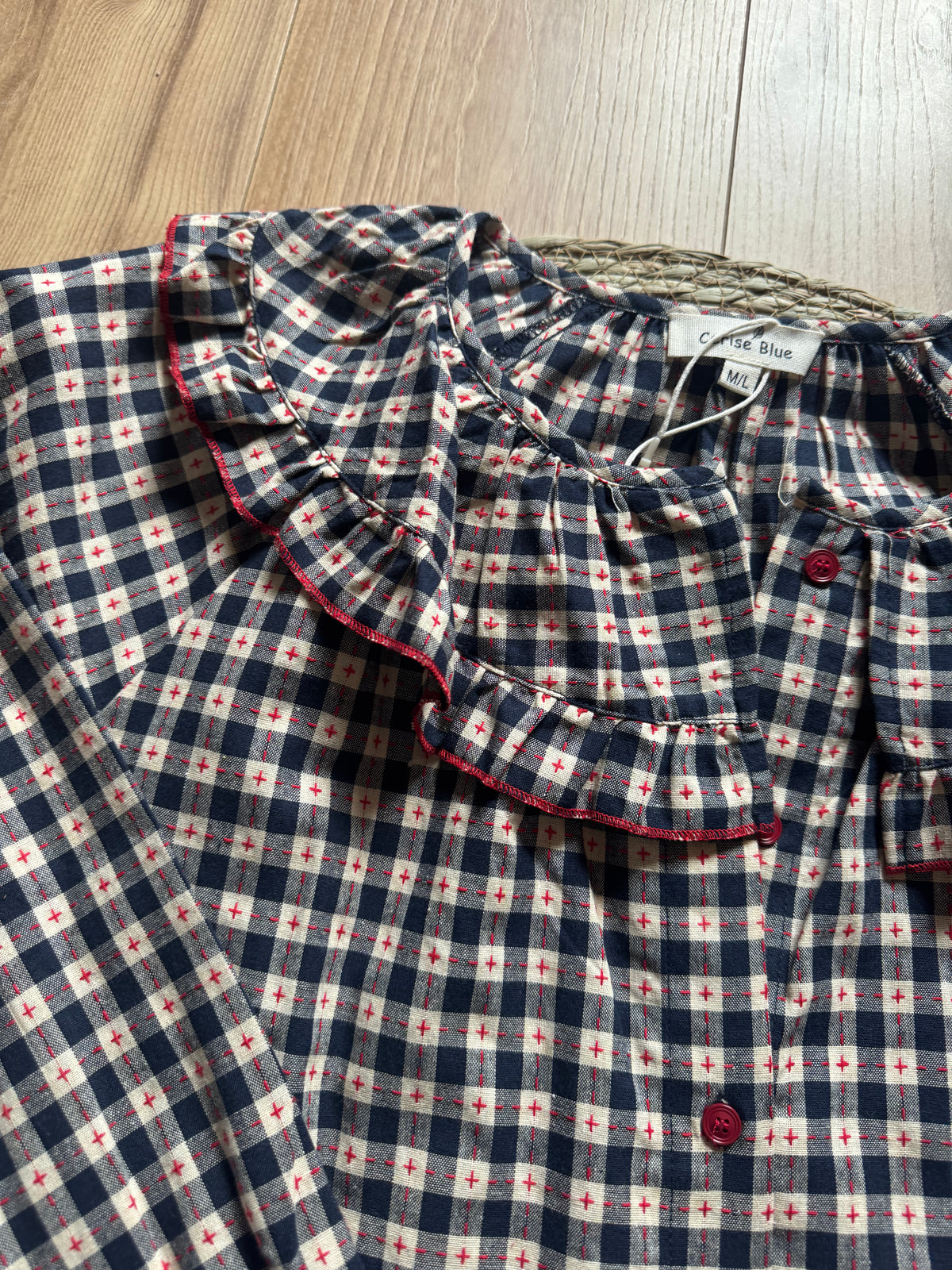 Blouse à carreaux - Marine et Rouge
