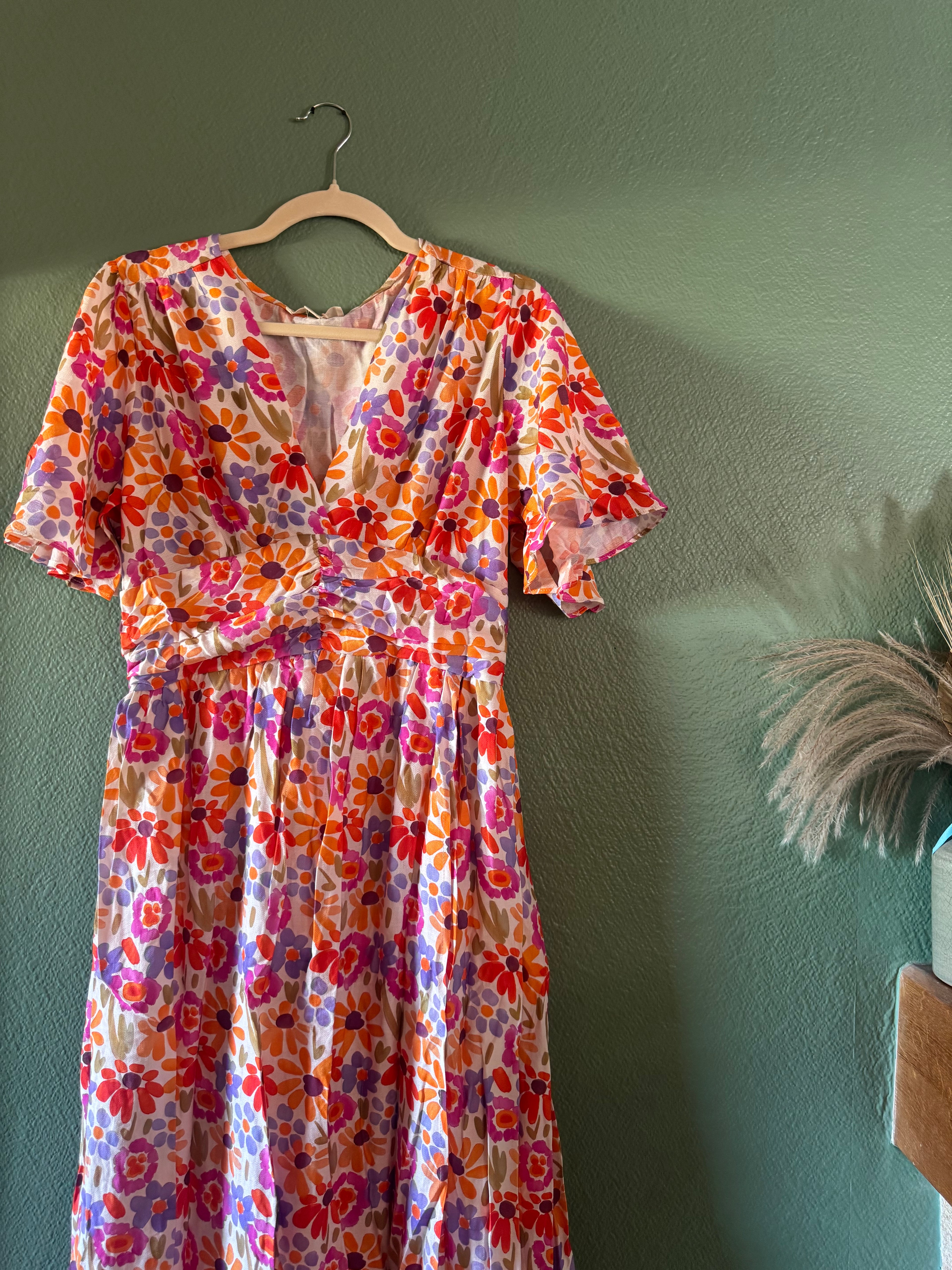 Robe longue fleuries orange
