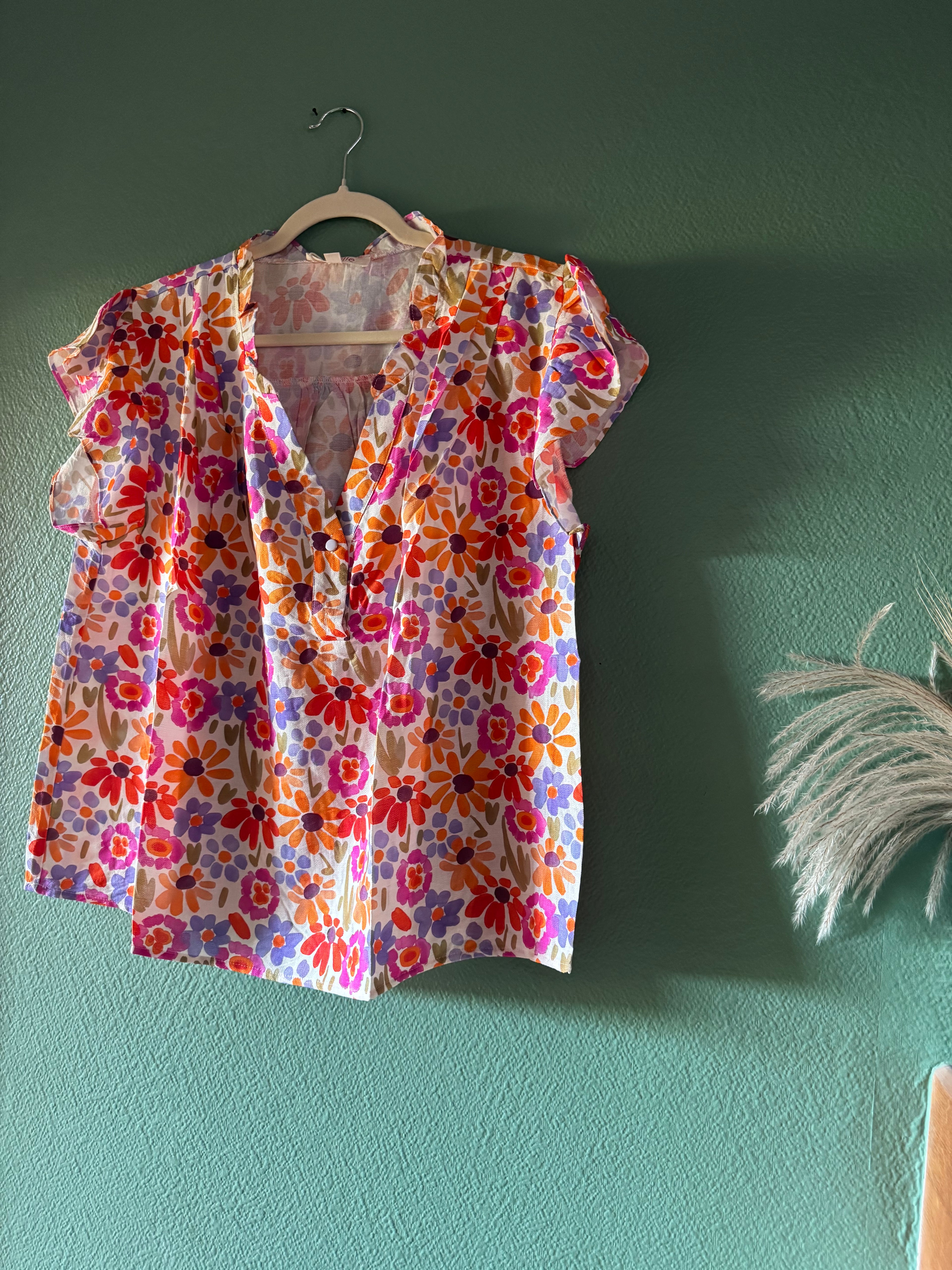 Blouse Fleurie orange