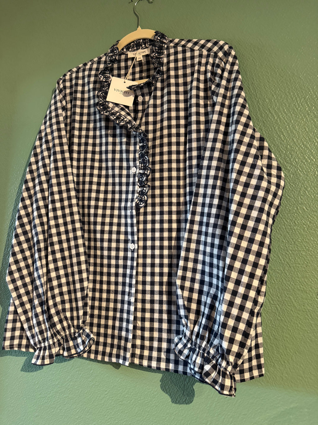 Chemise Vichy marine avec broderie