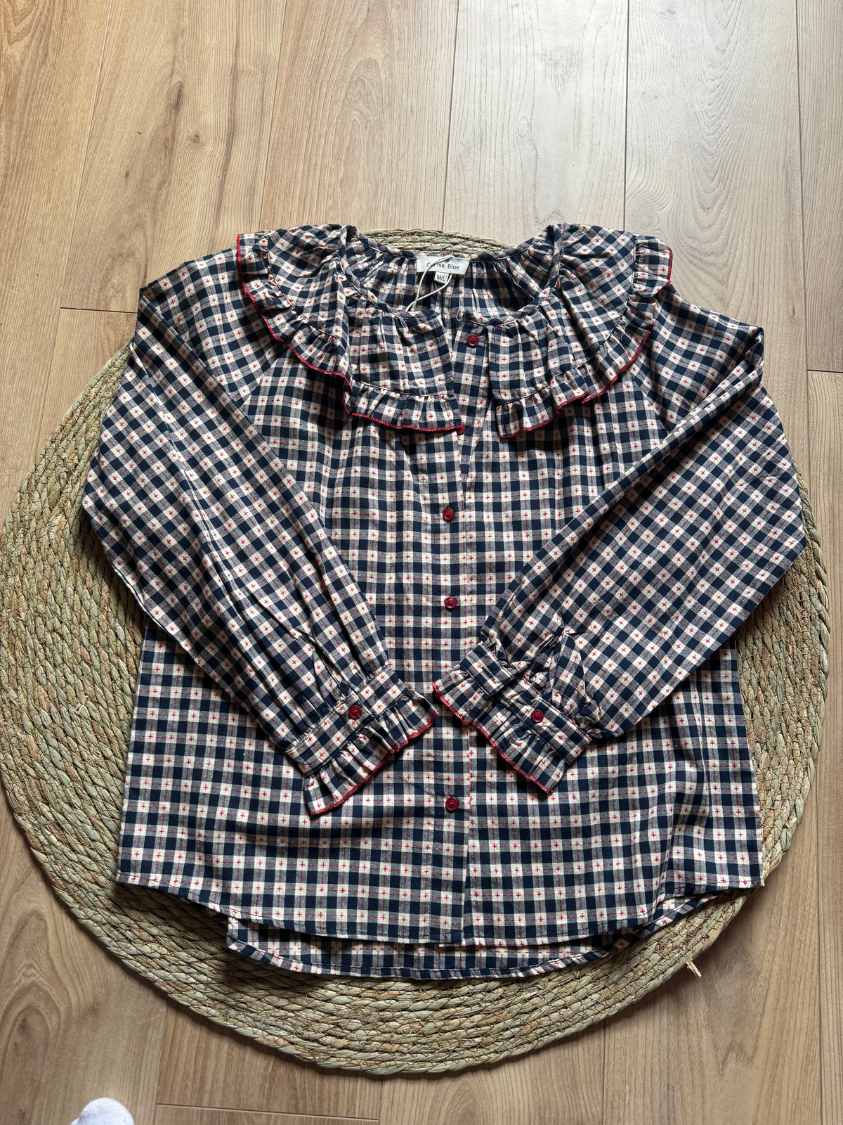 Blouse à carreaux - Marine et Rouge