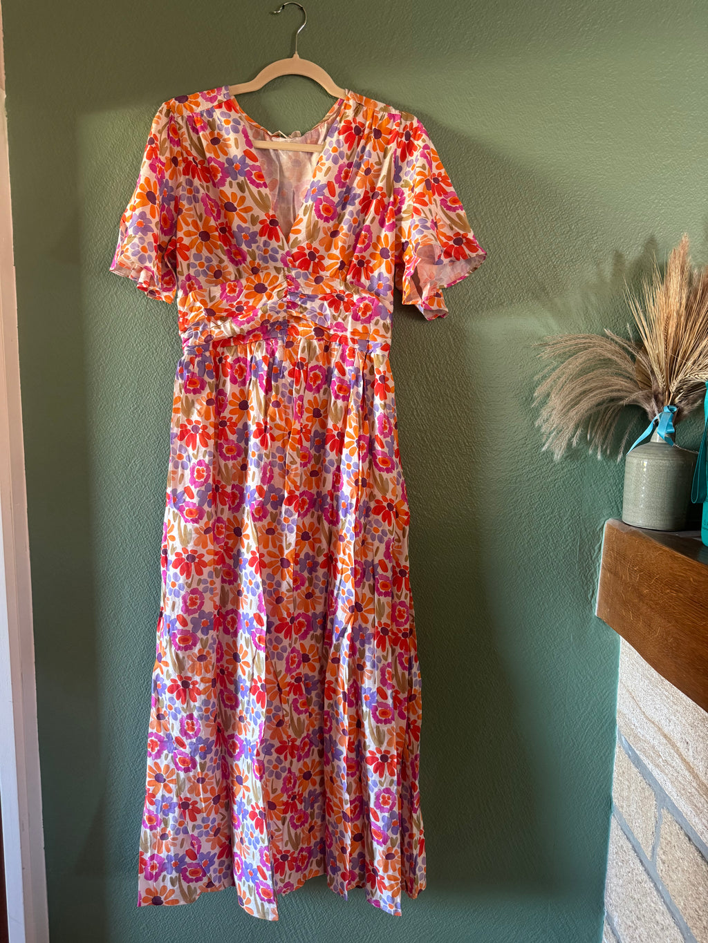 Robe longue fleuries orange