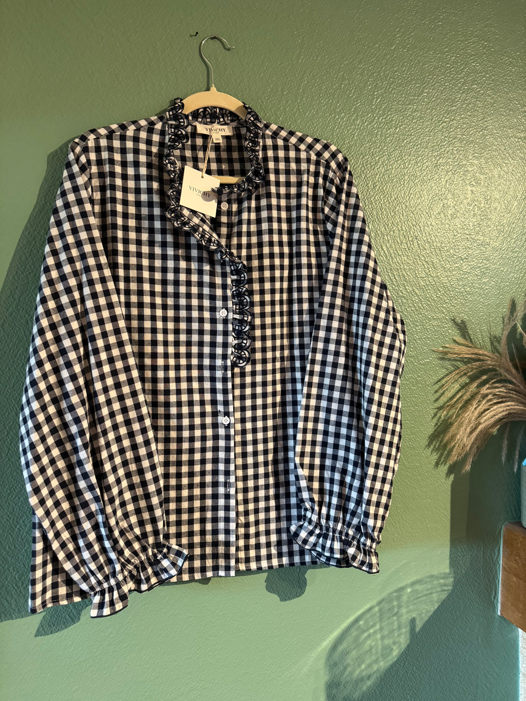 Chemise Vichy marine avec broderie