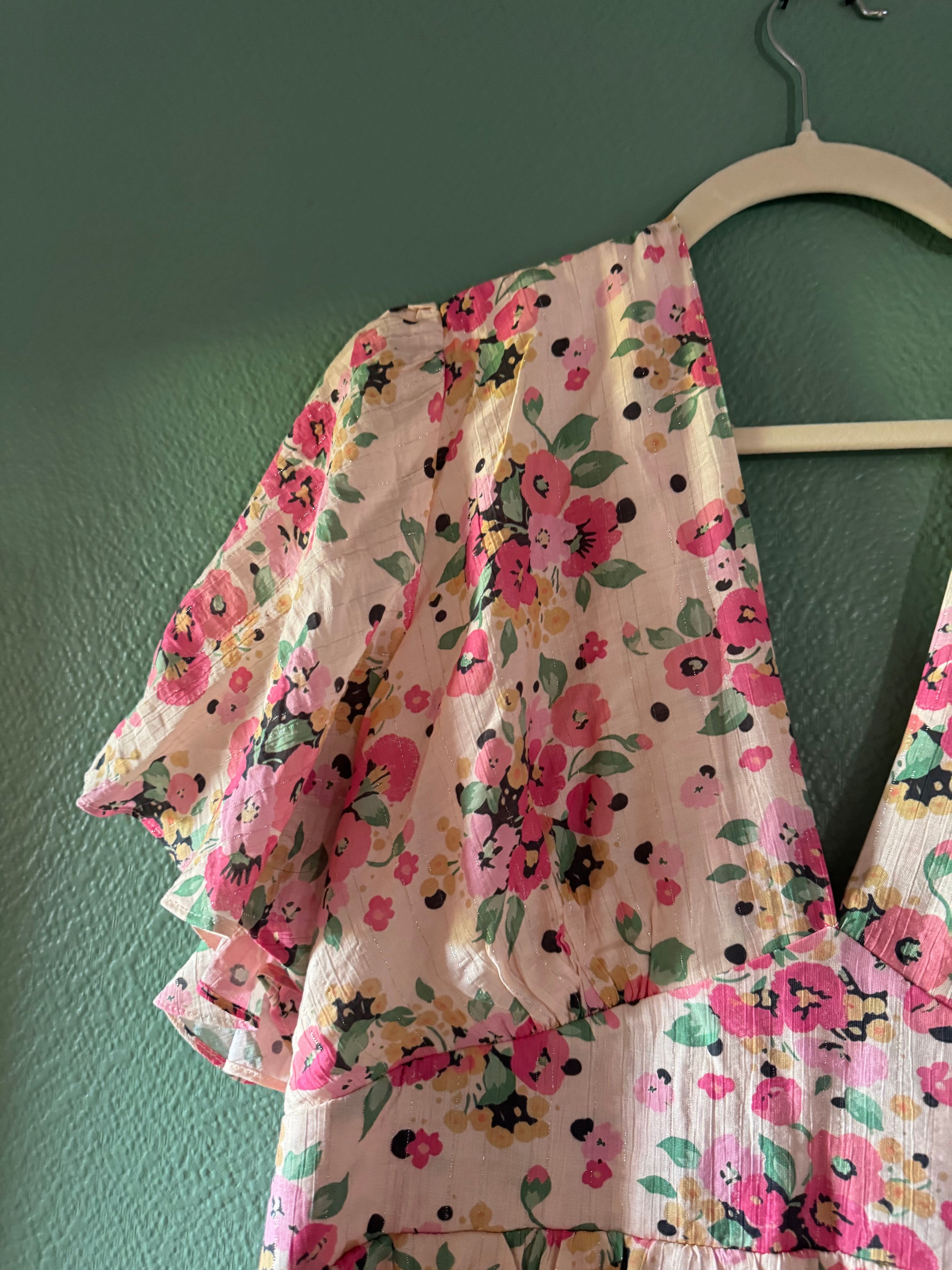 Robe Courte Fleurie Rose