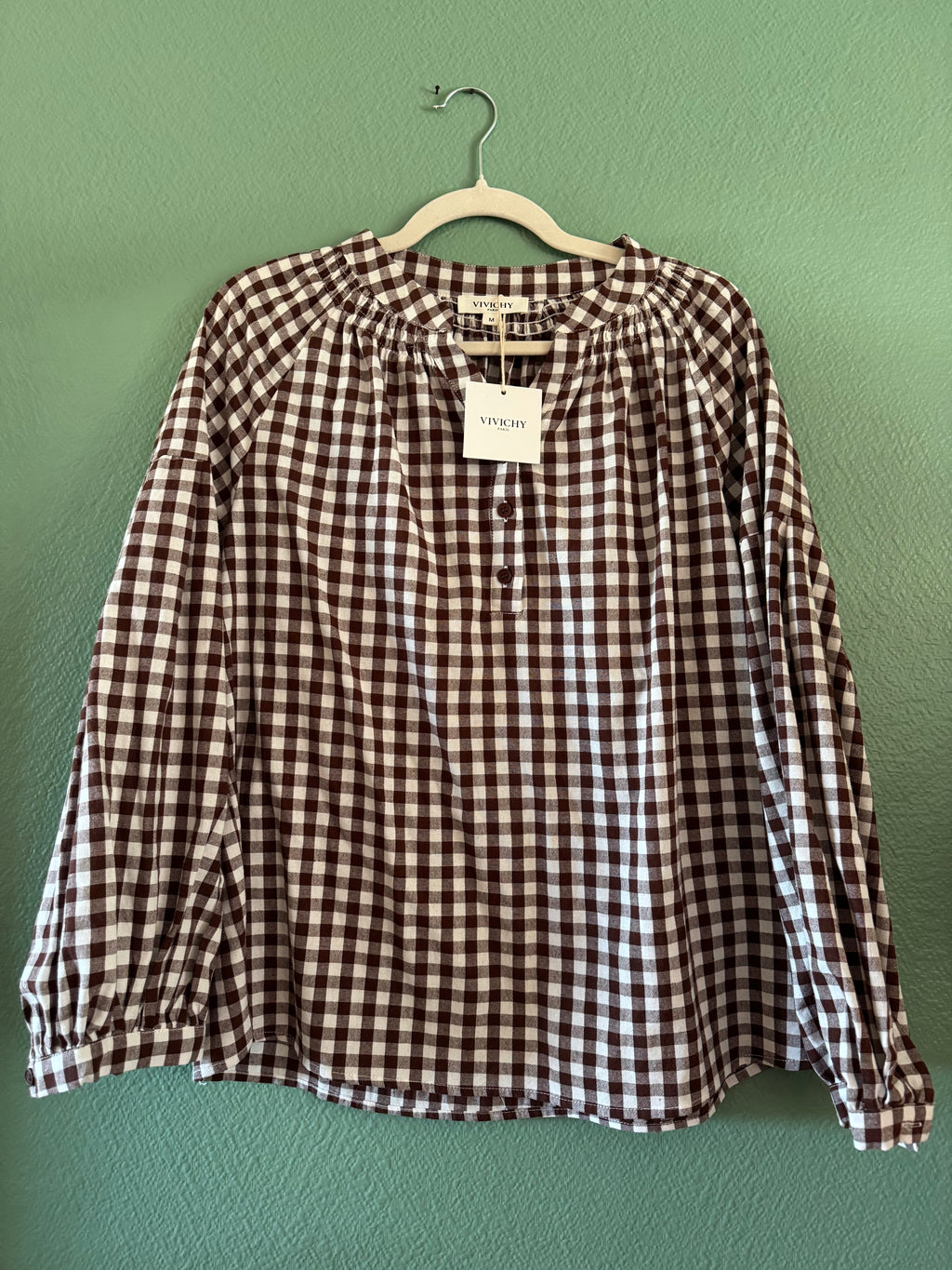 Blouse vichy marron