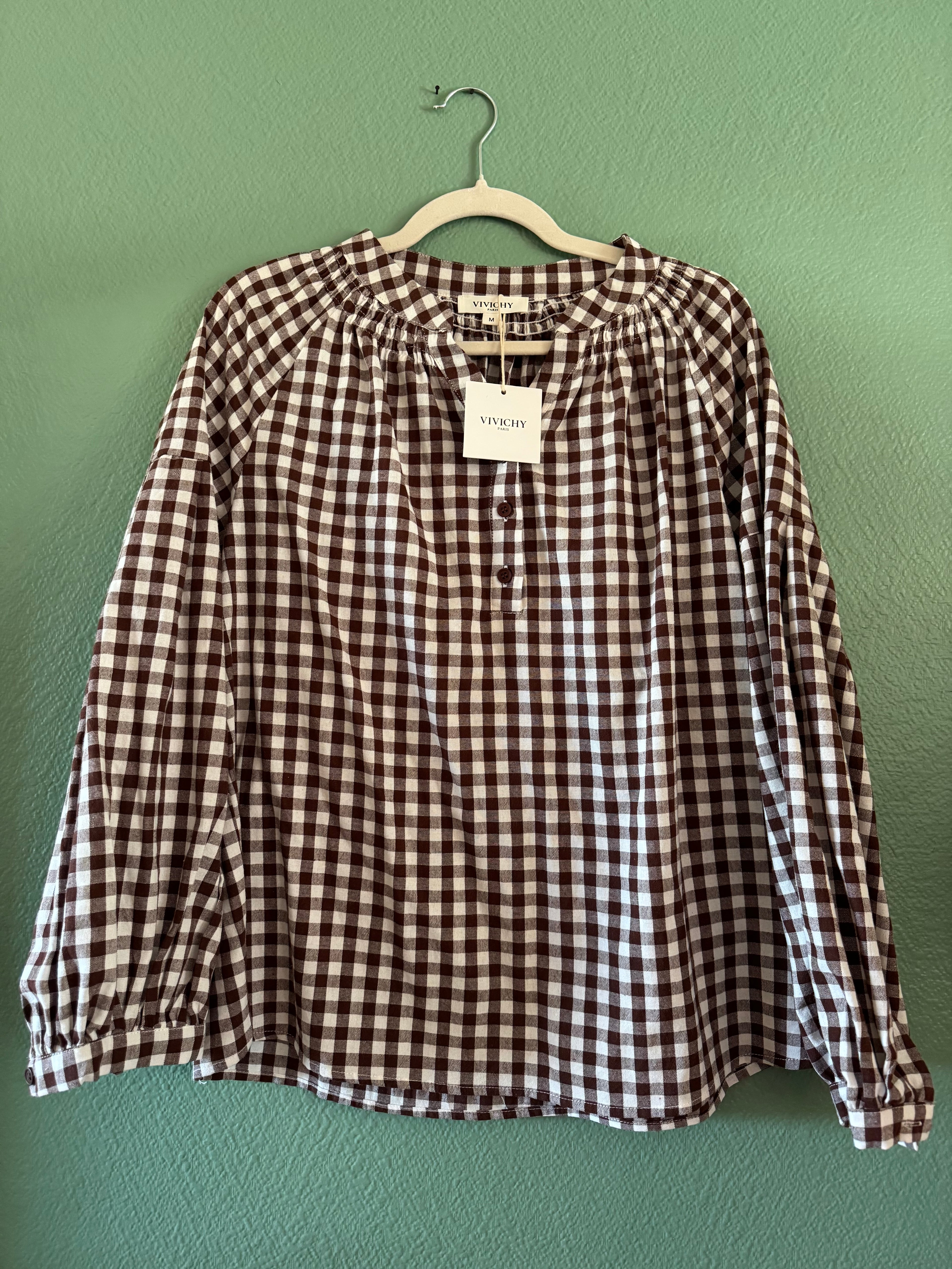Blouse vichy marron