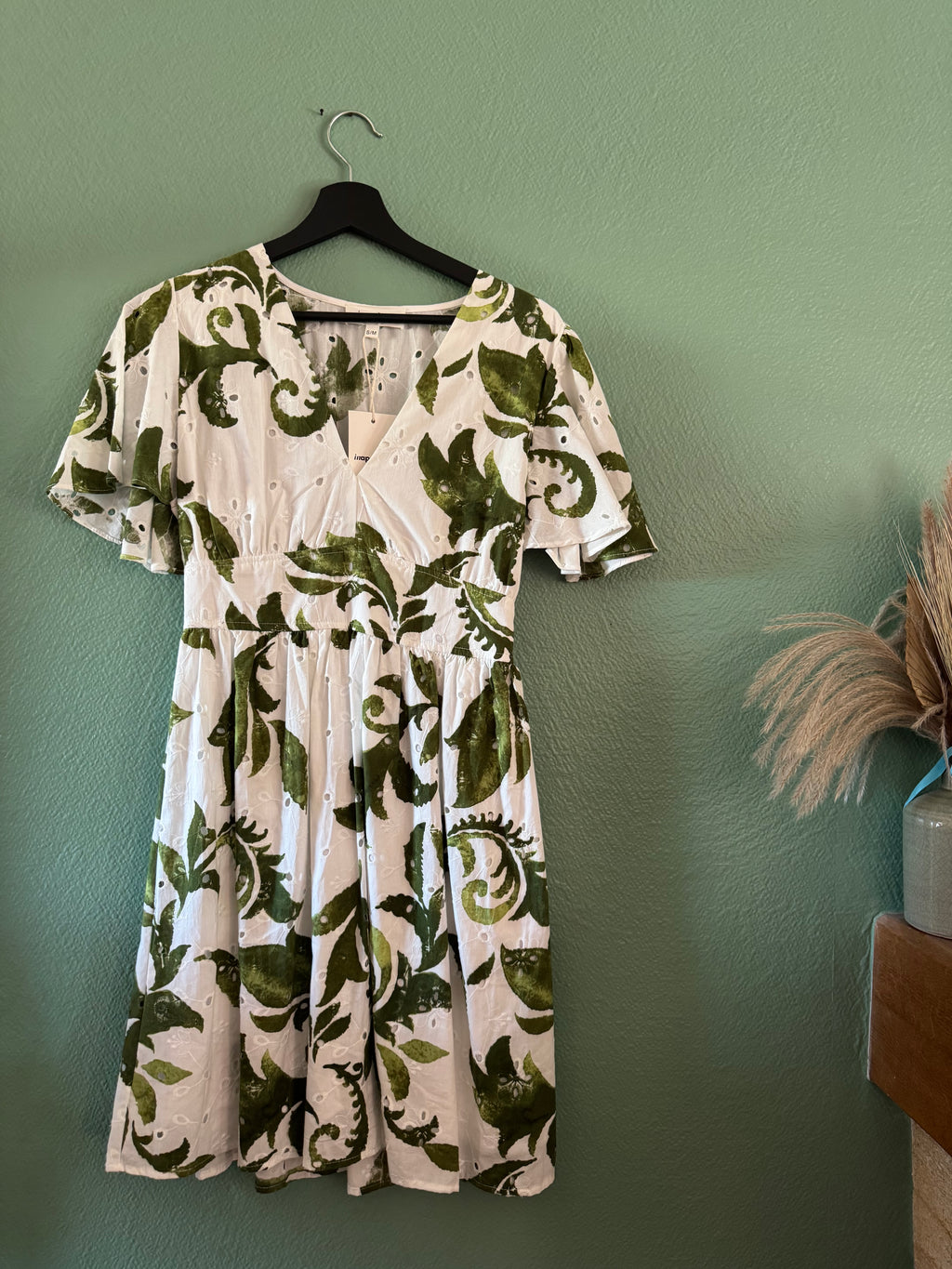 Robe courte vert et blanc