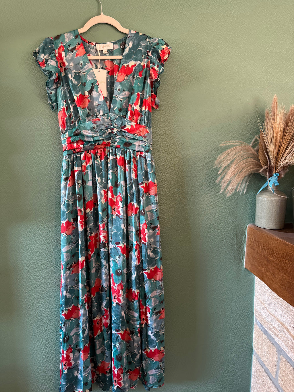 Robe longue fleurie bleu & rouge 🌺